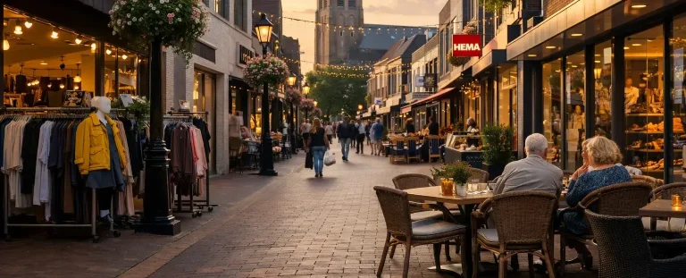 Winkelstraat in Etten-Leur met winkels en terrasjes