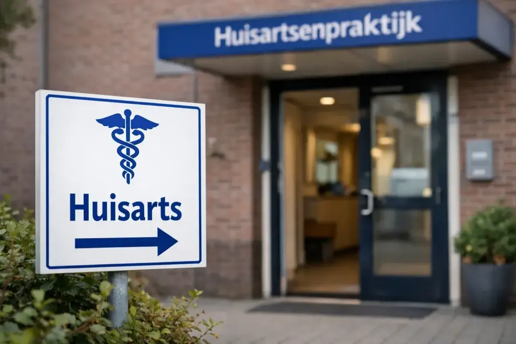 Ingang van een huisartspraktijk in Etten-Leur overdag.